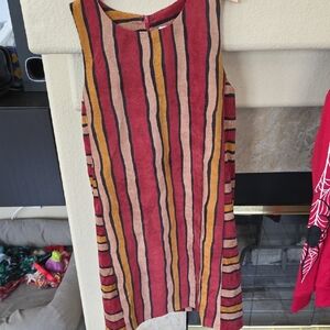 Love Riche Red and Tan Striped Dress
